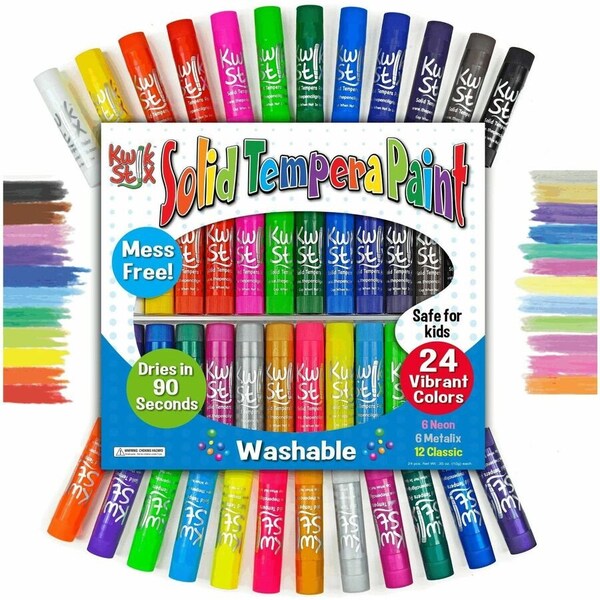 The Pencil Grip Kwik Stix Solid Tempera Paint Sticks, 24/ST, Ast TPG604 - main