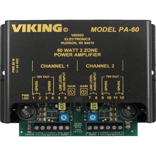 Viking Electronics 60 Watt Two Zone Amplifier PA-60 - main