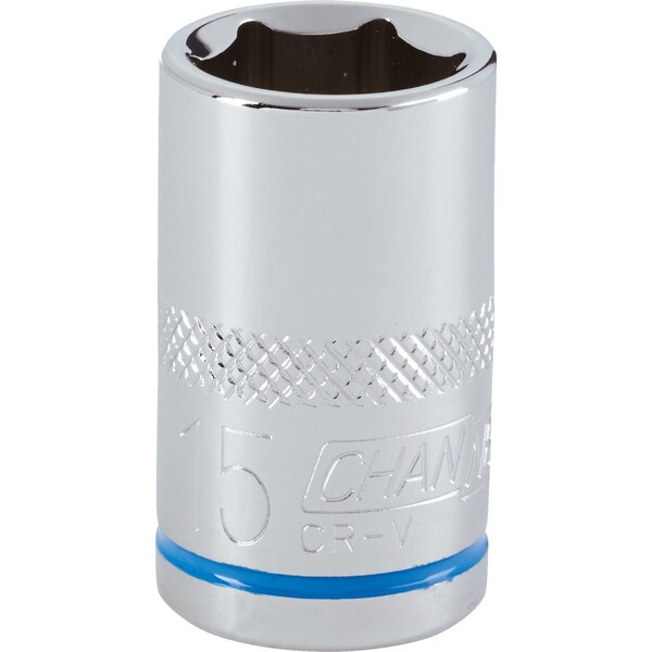 Channellock 1/2'' Drive 15 mm 6-Point Shallow Metric Socket 302804 - main