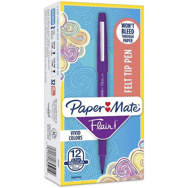 Paper Mate Porous Point Felt Tip Pen, Medium Purple PK12 8450152 - main