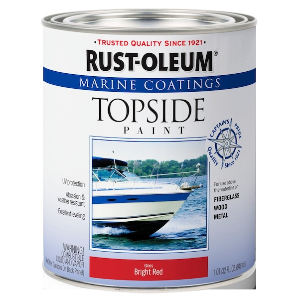 Rust-Oleum Marine Coatings Topside Paint, Gloss, Bright Red, 1 Quart 207004 - main