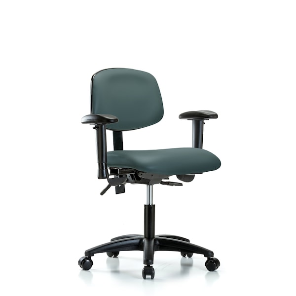 Blue Ridge Ergonomics Desk Chair Desk Chair, Vinyl, Tilt AA Casters, Blu, Adjustable Arms, 18" to 23" Height, Vinyl BR-VDHCH-RG-T1-A1-RC-8546 - main
