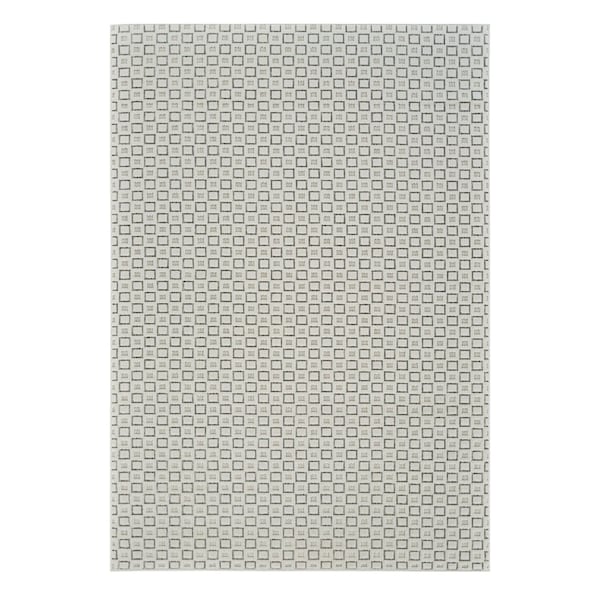 Homeroots 5' X 7' Cream and Beige Geometric Distressed Indoor Outdoor Area Rug 558768 - main