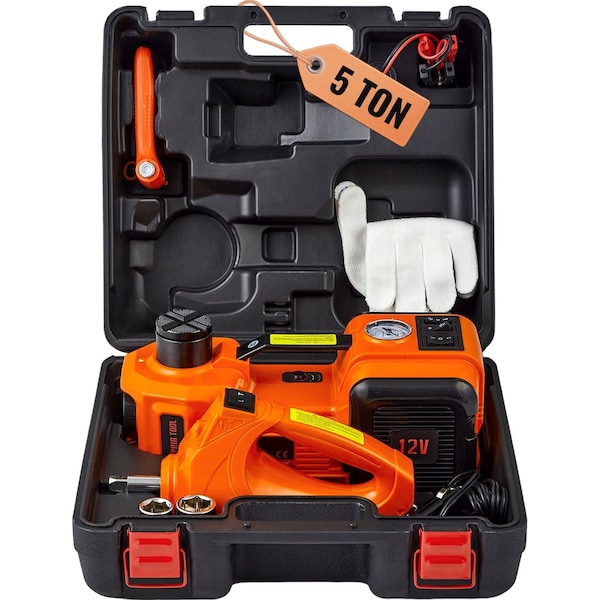 Vevor 5 Ton 12V Electric Hydraulic Car Floor Jack w/Impact Wrench Inflator Pump ZSY01-2-0744 - main