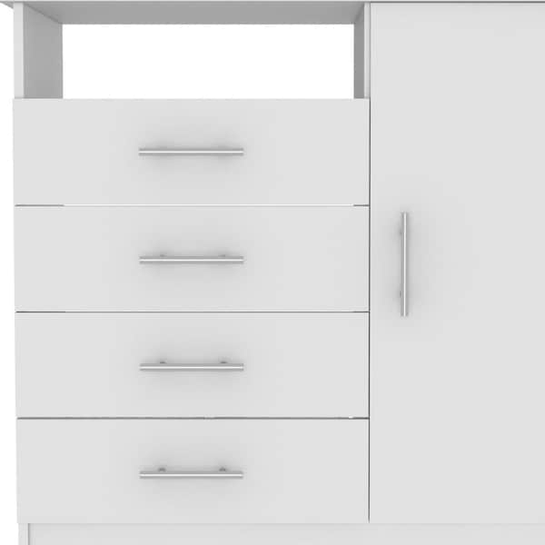 Homeroots 36" White Manufactured Wood Four Drawer Combo Dresser 477812 - main