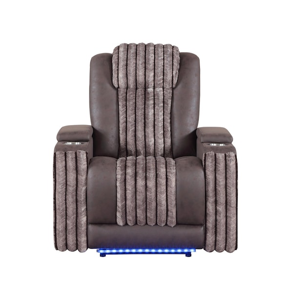 Global Furniture Usa Contemporary U8000 Brown Power Recliner W/ Power Headrest & Led Light U8000-BROWN-PR W/ PHR + LED - main