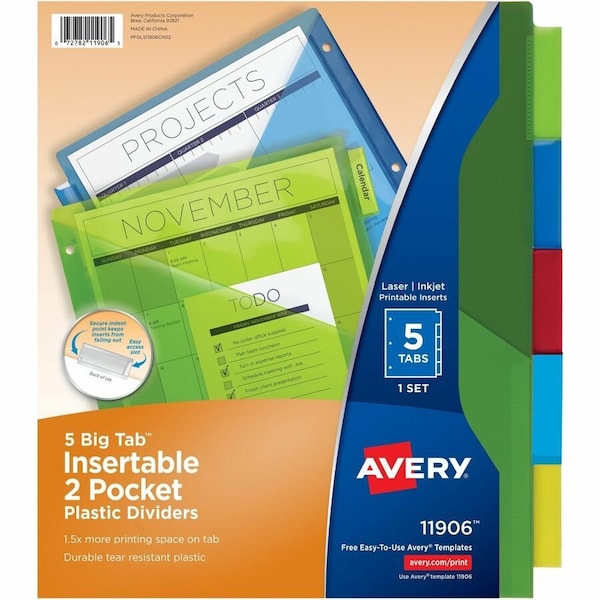Avery reg Big Tab Insertable 2Pocket Dividers, Multi AVE11906 - main