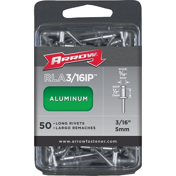 Arrow Fastener Blind Rivet, 3/16 in Dia., 1/2 in L, Aluminum Body RLA3/16IP - main