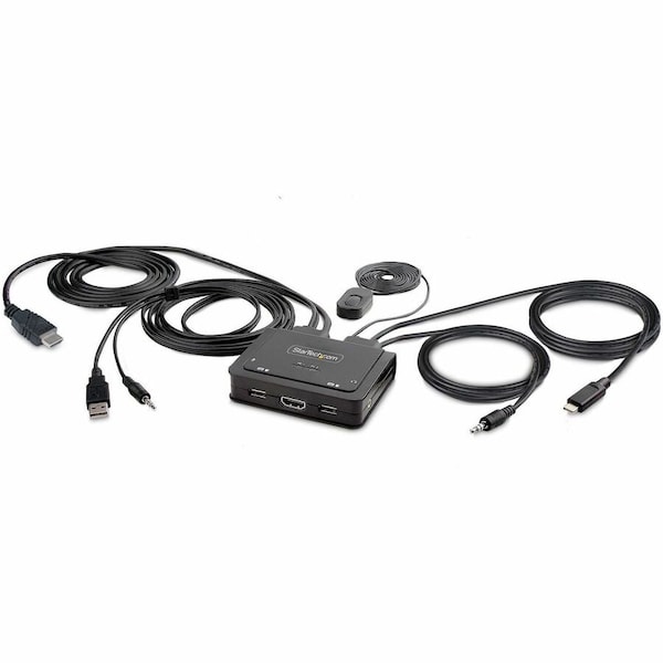 Startech.Com 2-PORT HYBRID USB-C HDMI CABLE KVM SWITCH, 4K 60HZ, COMPACT KVM WITH 6FT/1.8M C2-H46-UAC-CBL-KVM - main