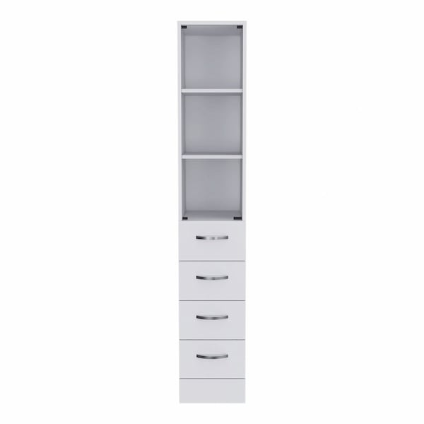 Homeroots White Bathroom Storage Cabinet with Glass Door and Sliding Drawers 473310 - main