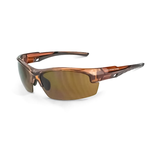 Crossfire Safety Glasses, Anti-Scratch, HD Brown Lens, Crystal Brown Frame 40117 - main