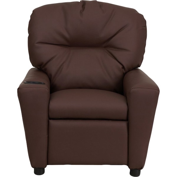 Flash Furniture Kids Recliner, 25" to 39" x 28", Upholstery Color: Brown BT-7950-KID-BRN-LEA-GG - main