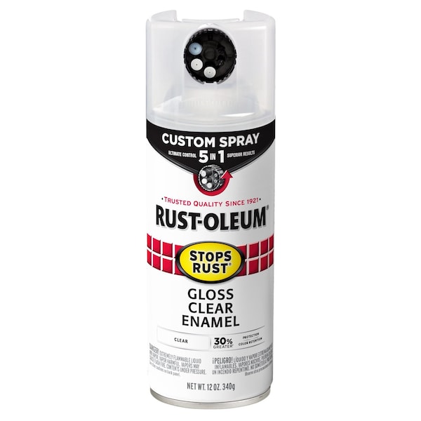 Rust-Oleum Rust Preventative Spray Paint, Crystal Clear, Gloss, Solvent, 12 Oz 376885 - main