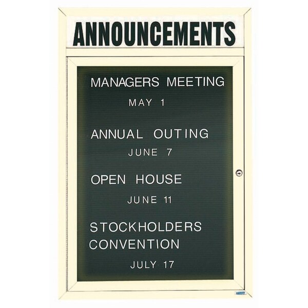 Aarco Illuminated Outdoor Enclosed Directory w/ Al Frame Header, Powder Coated Ivory, 36''Hx24''W OADC3624HIIV - main