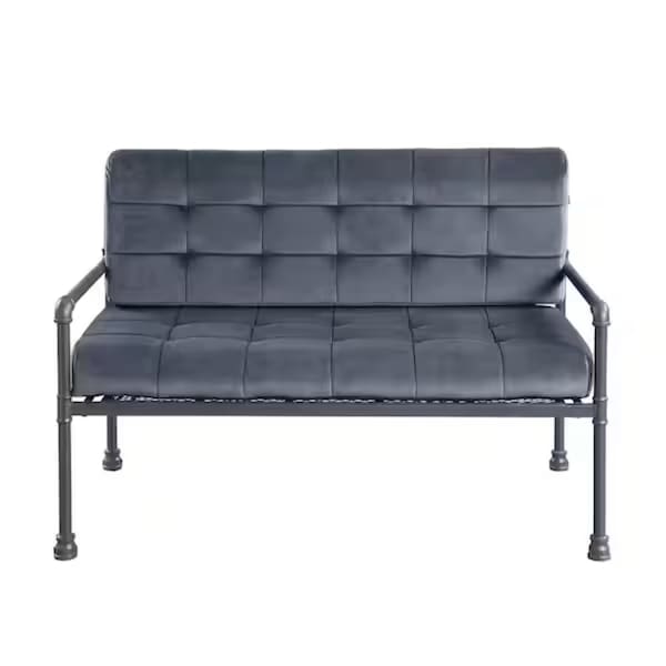 Homeroots 51in Gray Velvet Loveseat 515671 - main