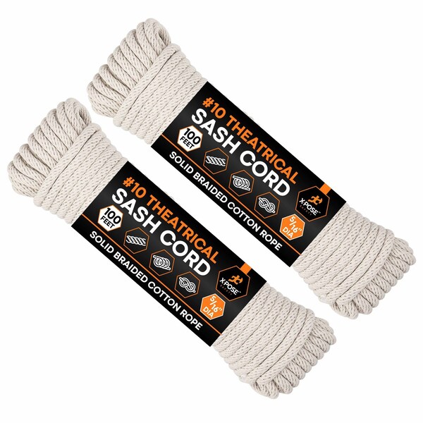 Xpose Safety White Braided Sash Cord 5/16in x 100ft, 2PK WSC516-100-2-X-S - main