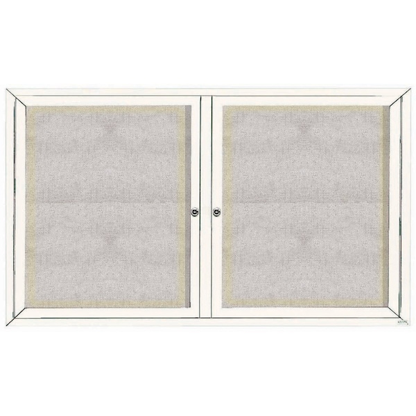 Aarco Outdoor Illuminated Enclosed Bulletin Board w/ Al Frame, Powder Coated White, 36''Hx60''W ODCC3660RIW - main