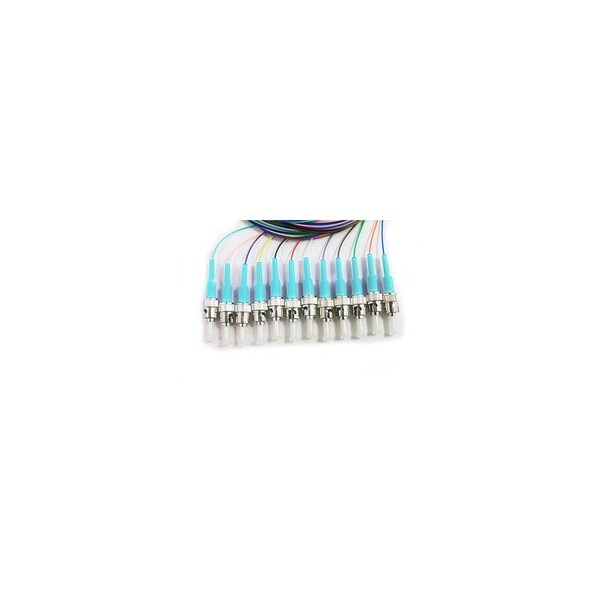 Cable Wholesale Fiber Pigtail, MM, OM3, 12 Fiber, ST/PC, 3M, Aqua Boot 15F1-41012 - main