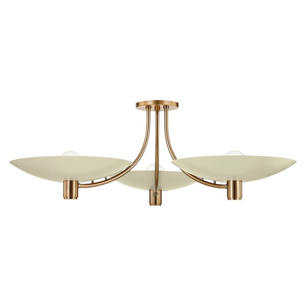 Troy Lighting Wolfe 3 Light Semi Flush 40.5 In. Patina Brass And Soft Sand C1441-PBR/SSD - main