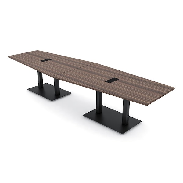 Skutchi Designs Hexagon Conference Table With Power Unit, 48 in W, 144 in L, Brown HAR-HEX.IR-48X144-DOU.BK-H3041-EBLK - main