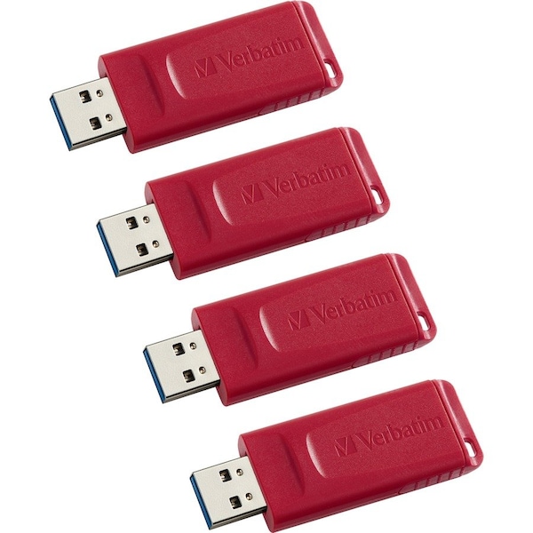 Verbatim Store 'n' Go USB Flash Drives - 16 GB - USB 2.0 - Red - Lifetime Warranty - 4 / Carton 96317CT - main