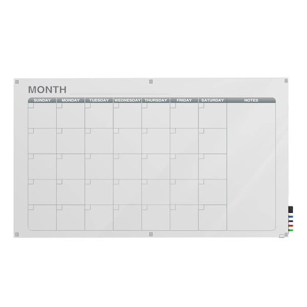 Ghent 2'H x 3'W 1 Month Calendar Graphics Glassboard with Stand-Offs, Square Corners, Magnetic GRPHMYSM31M-23 - main