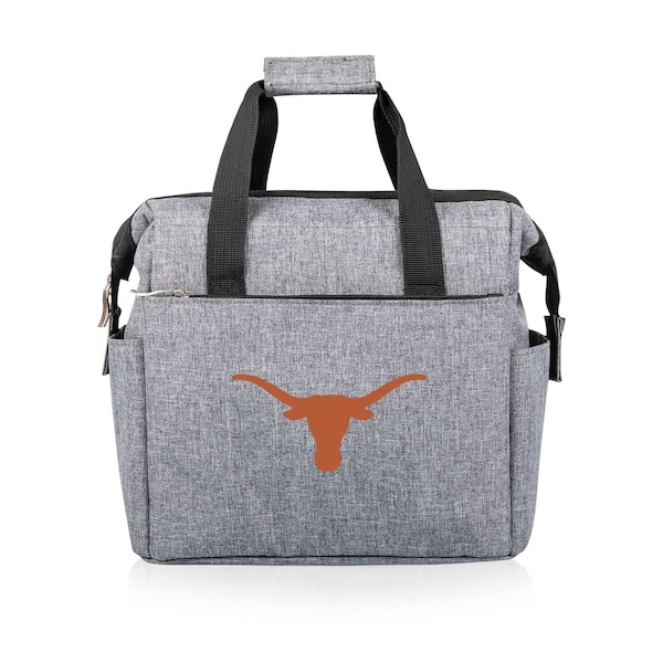 Picnic Time Family Of Brands NCAA Texas Longhorns On The Go Lunch Bag Cooler - Soft Cooler Lunch Box, Heathered Gray 510-00-105-194-1 - main