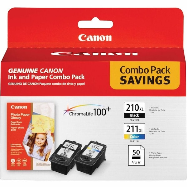 Canon Original Inkjet Ink Cartridge, Color, Black, 1 Pack, Inkjet, 12PK PG210/CL211 - main