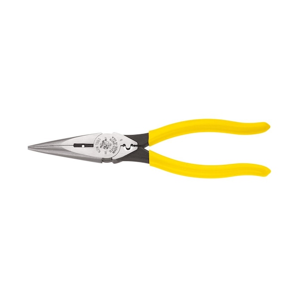 Klein Tools 8 7/16 in D203 Needle Nose Plier, Side Cutter Plastic Dipped Handle D203-8NCR - main