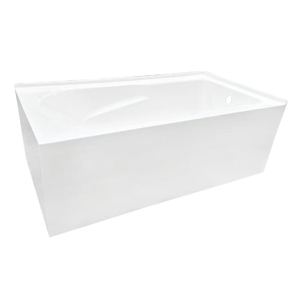Kingston Brass 60" Acrylic Rectangular 2-Wall Corner Alcove Tub, Right Hand Drain, Glossy White VTAM6032R21TS - main