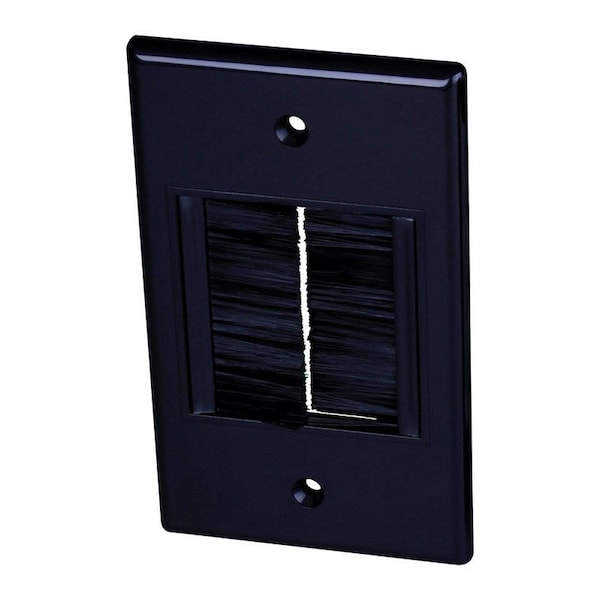 Monster Cable Just Hook It Up Black 1 gang Plastic Home Theater Brush Wall Plate JHIU0069 - main