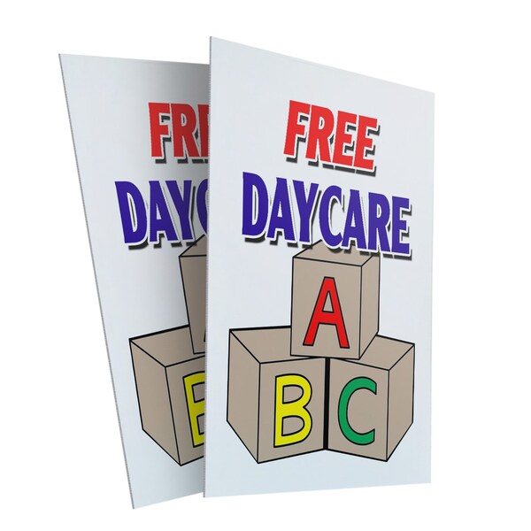 Signmission Free Daycare, Plastic Signs Only 24 Inch x 36 Inch, Corrugated Plastic, 2PK CSB-2436-2PACK-Free Daycare - main