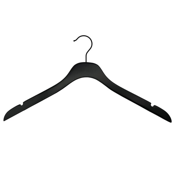 Nahanco 17in Low Gloss Black Wooden SlimLine Shirt/Dress Hanger w/ Black Hook, 50PK SL7021750BH - main