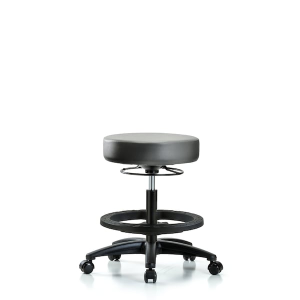 Blue Ridge Ergonomics Vinyl Stool, Med Bench, Foot Ring, Casters, Sterling BR-VMBSO-RG-BF-RC-8840 - main