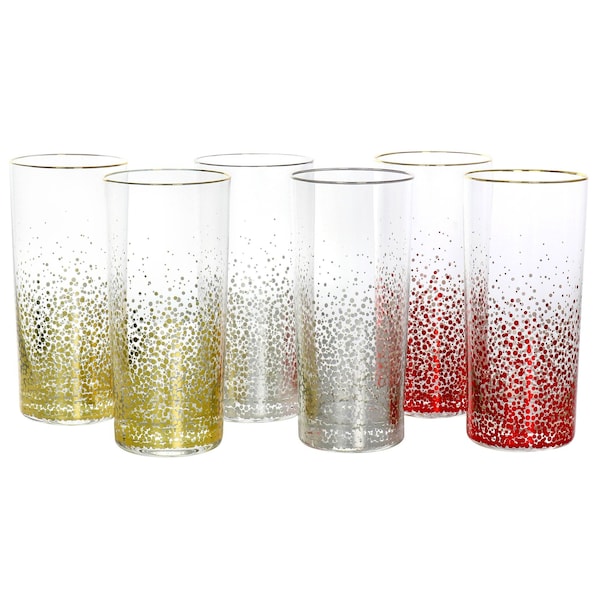 Laurie Gates California Designs Audrey Hill 6 Piece 16oz Glass Tumbler Set in Assorted Colors 138937.01 - main