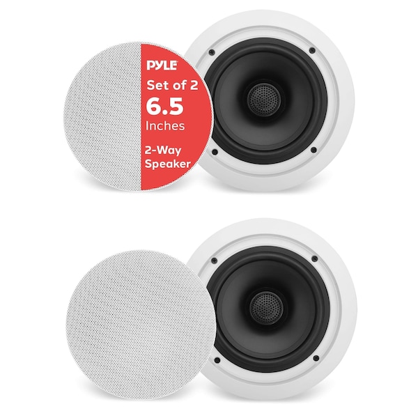 Pyle Pyle 6.5 in 70V Ceiling Mount Speakers, 2-Way Midbass, 250W, Flush Design for Home Surround System PDIC60T - main