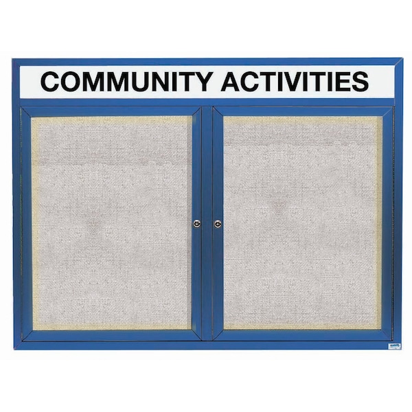 Aarco Illuminated Outdoor Enclosed Bulletin Board w/ Al Frame Header, Powder Coated Blue, 36''Hx48''W ODCC3648RHIB - main