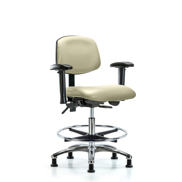 Blue Ridge Ergonomics Chair, Vin, Med Bench, Chr AA CF Glides, Wht, 6-Way Adjustable, 22" to 29" Height, Adobe White BR-VMBCH-CR-T0-A1-CF-RG-8501 - main