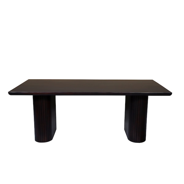 Homeroots 82" Dark Brown Wood Double Pedestal Base Dining Table 661255 - main