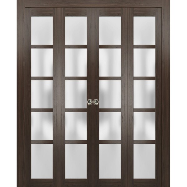 Sartodoors Sliding Closet Double Bi-fold Doors Solid Core Modern Interior QUADRO4002DBF-CA-72 x 84 (4* 18x84) - main