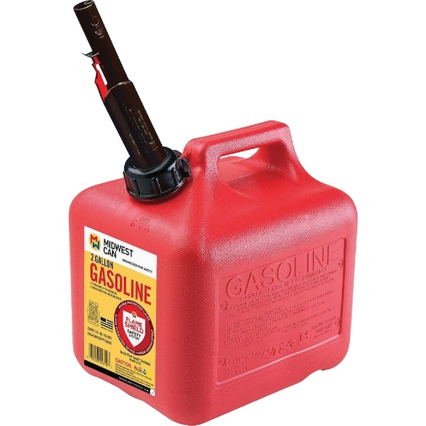 Midwest Can 2 Gal. Plastic Auto Shut-Off Gasoline Fuel Can Red 2310 - main
