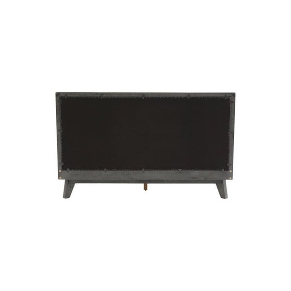 Homeroots Gray Wood And Linen Queen Bed Frame 486217 - main