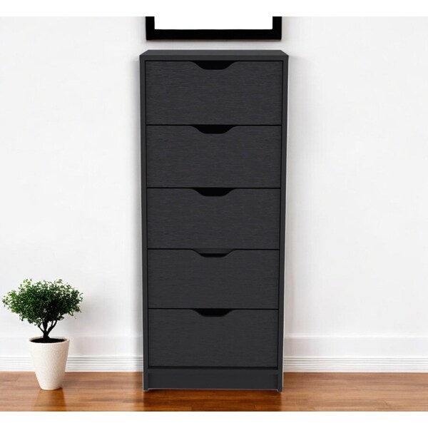 Homeroots 18" Black Five Drawer Standard Chest 524962 - main