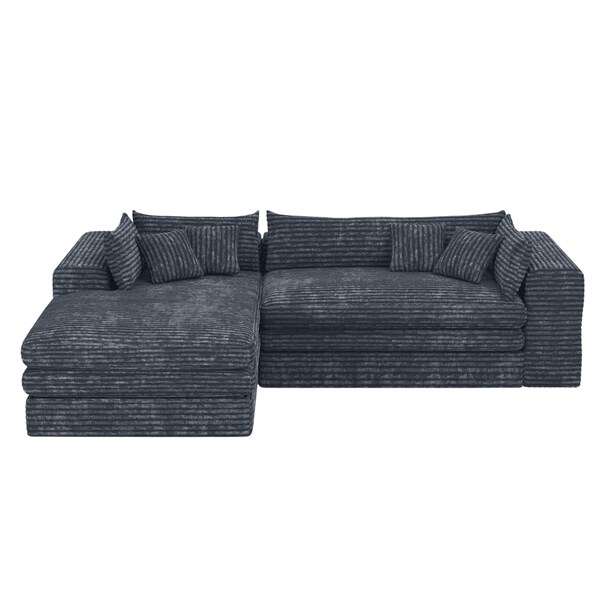 Homeroots 121" Gray Corduroy Compression Foam Sofa 719552 - main
