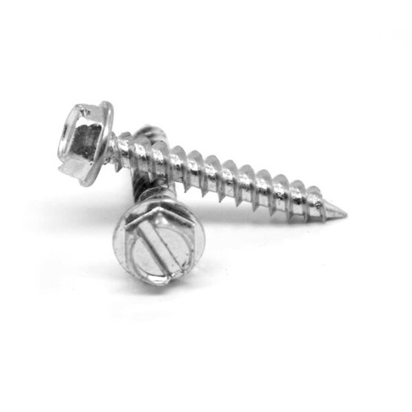 Asmc Industrial Sheet Metal Screw, 18-8 Stainless Steel Flange Hex Head Slotted Drive, 1000 PK 0000-215584-1000 - main