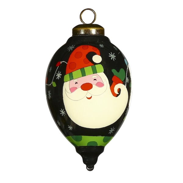 Homeroots Santa in Holiday Lights Hand Painted Mouth Blown Glass Ornament 477461 - main