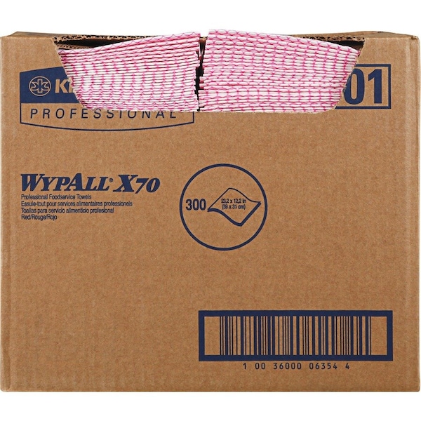 Wypall WypAll Critical Clean High Capacity Foodservice Cloths (06354), Quarterfold, Red, 1 Box, 300 Sheets 06354 - main