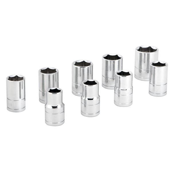 Performance Tool 9 pc. 1/2 in. Dr. Metric Socket Set, 6pt, Fastener Rounding Reduction W32202 - main