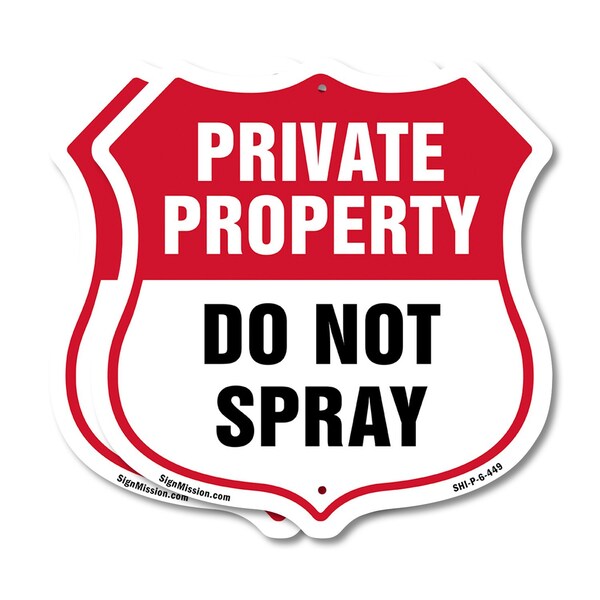 Signmission Private Property Shield Sign Do Not Spra, 6 inch X 6 inch, Plastic Sign, 2PK SHI-P-2PACK-6-449 - main