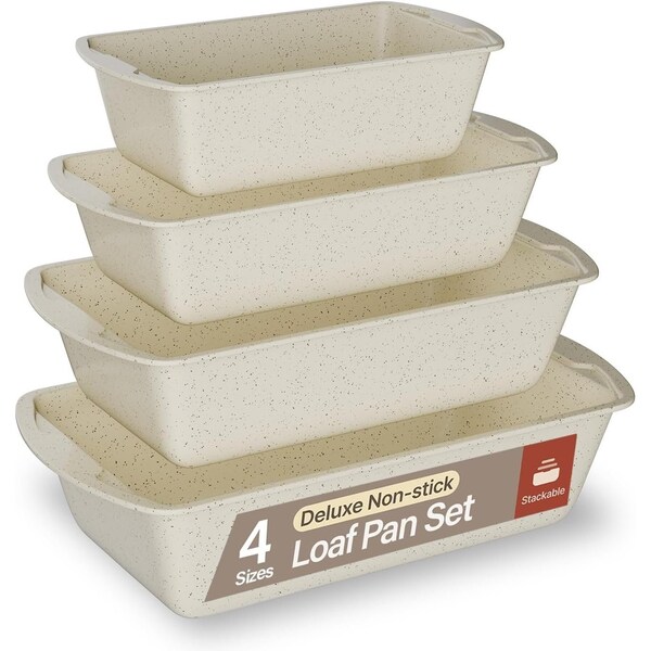 Bakken- Swiss White Marble Nonstick Loaf Pans Set of 4, 7in to 11in, Oven Safe to 450 DegF, Dishwasher Safe BK4LOA4WHT - main